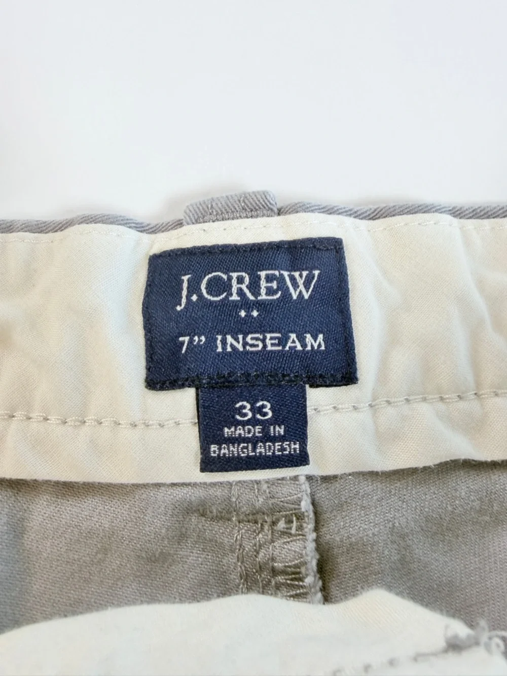 J. Crew Light Gray Flat Front Chino Cotton Shorts Mens Size 33‎